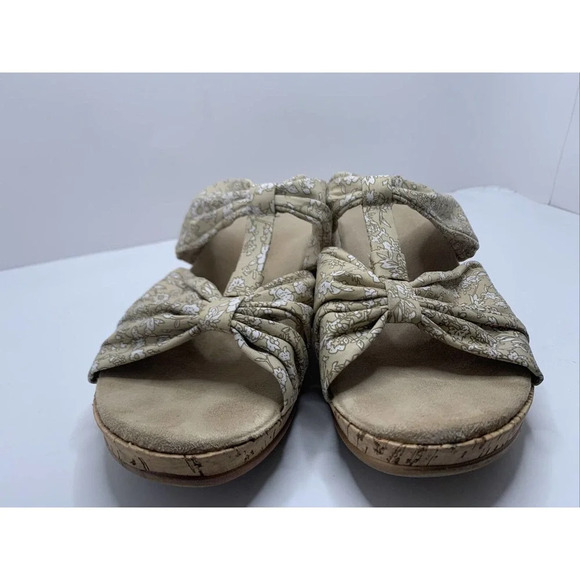 Easy Street Wedge Slide Sandals - Amberlee-Natural Floral Womens Size 9.5 - Picture 5 of 5
